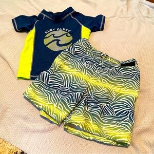 Body Glove swimsuit and rash guard set, size 6.